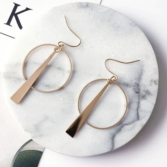 Geometric Retro Drop Long Earrings Jewelry - Geometric Retro Gold Tone Drop Long Earrings